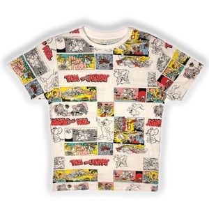 Tom And Jerrry Comic Book Graphic Tee Short Sleeve Crew Neck T Shirt Size M